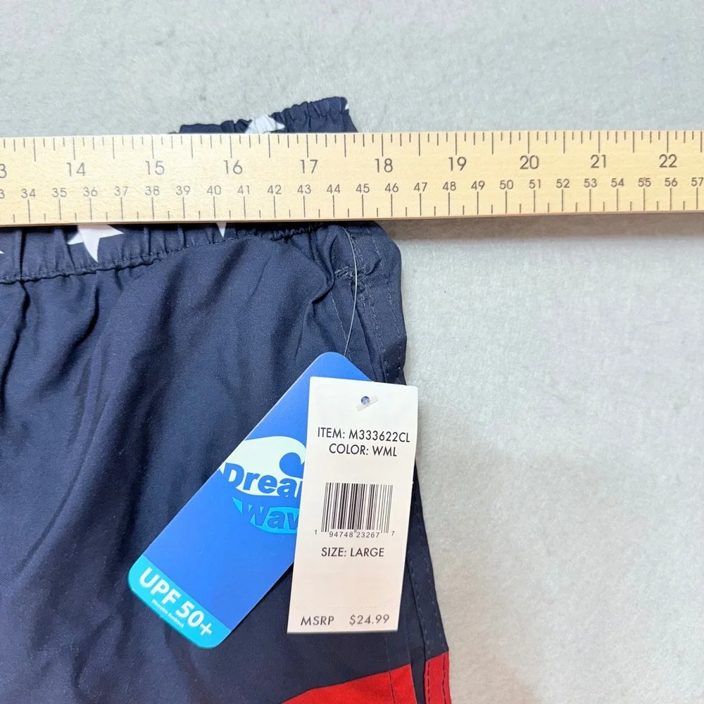 Dream Wave USA Swim Trunks American Flag Stars‎ Patriotic Swim Shorts Large
